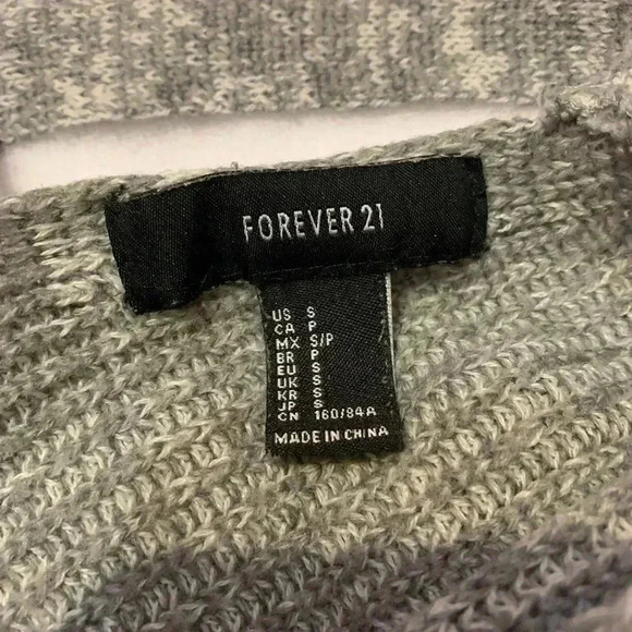 Forever 21 Women's Pullover Long Sleeve Knit Sweater V Neck Gray Size S - Picture 4 of 8